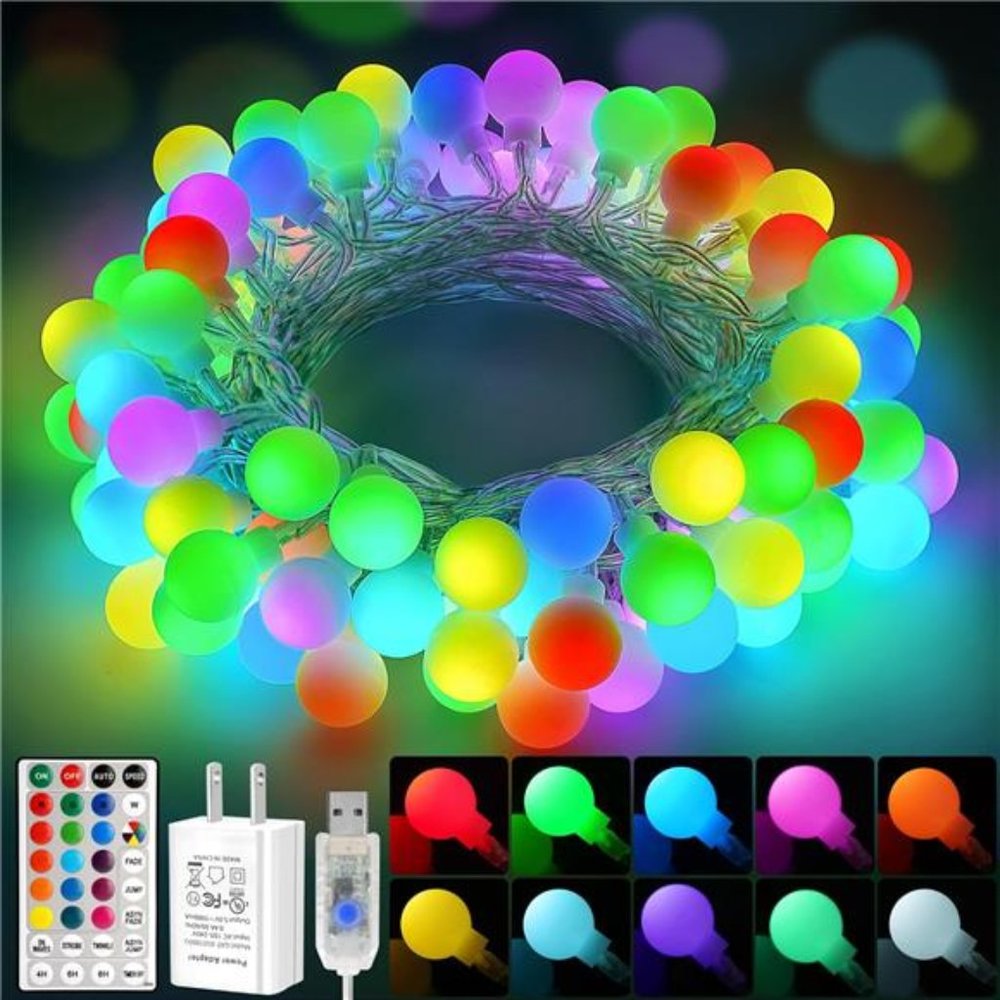 18 Colors Indoor String Lights with Remote, 16.5ft 50LED String Lights Bedroom
